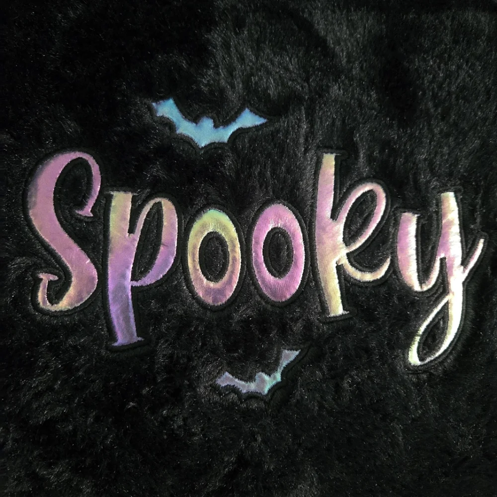 🦇Black Iridescent Spooky Bat Throw Toss Halloween Pillow